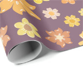 Warme Gouden Herfst Bloei Naadloze Verjaardagscade Cadeaupapier (Rol Hoek)
