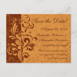 Warme Gouden Herfst Swirl Save the Date Aankondigingskaart