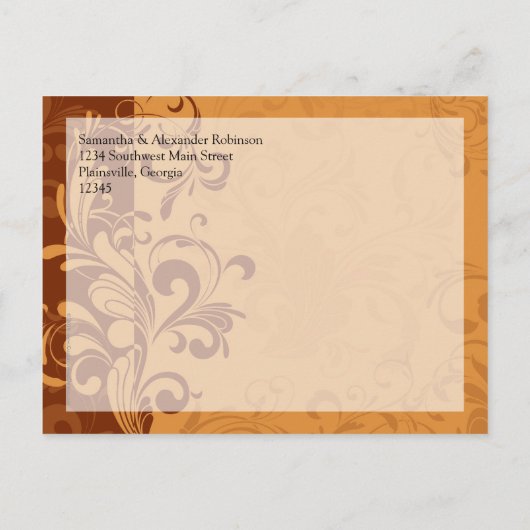 Warme Gouden Herfst Swirl Save the Date Aankondigingskaart (Achterkant)