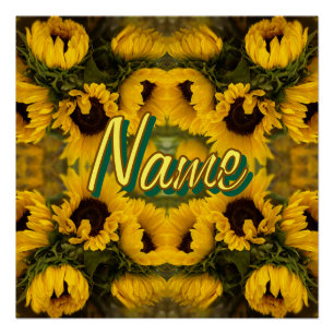 Warme Gouden Zonnebloemen Custom Text Perfect Poster
