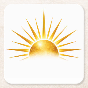 Warme Gouden Zonsopgang Rustige Stemming Kartonnen Onderzetters