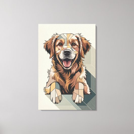 Warme Goudkleurige Retriever Mozaïek Canvas Afdruk (Voorkant)
