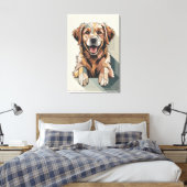 Warme Goudkleurige Retriever Mozaïek Canvas Afdruk (Insitu (Slaapkamer))