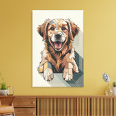 Warme Goudkleurige Retriever Mozaïek Canvas Afdruk (Insitu (Woonkamer))