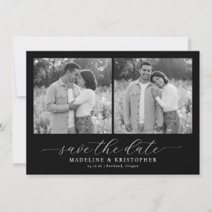 Warme Grijstint Romantische Fotocollage Save The Date