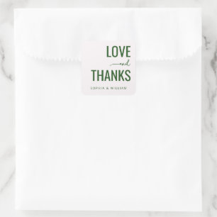 Warme groene minimalistische trouwstickers vierkante sticker