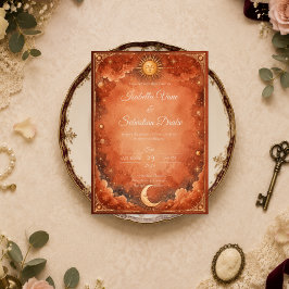 Warme Hemelzon Maan Bruiloft Kaart