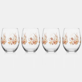 Warme herfst bloemen wijnglas zonder voet