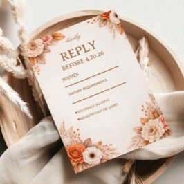 Warme Herfst Bloemige Respons RSVP Kaartje