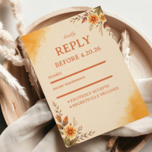 Warme Herfst Bloemrijke Elegantie RSVP Kaartje