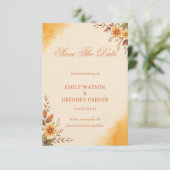 Warme Herfst Bloemrijke Elegantie Save The Date (Staand voorkant)