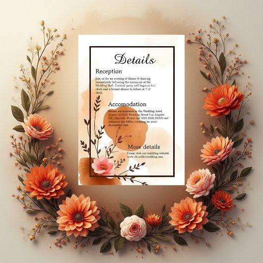 Warme herfst botanische bloemen informatiekaartje