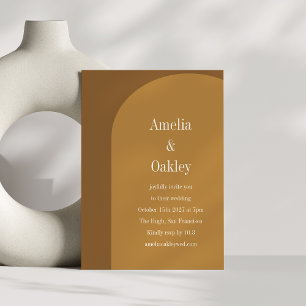 Warme Herfst bruine boog Elegante moderne bruiloft Kaart