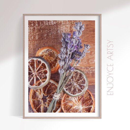 Warme herfst citrus lavendel gezellige keuken muur poster
