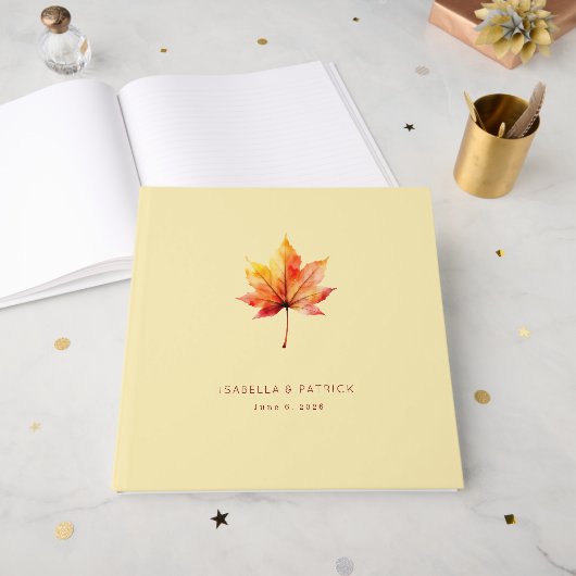 Warme Herfst Esdoornblad Gastenboek (Voorkant open)