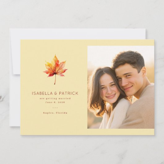 Warme Herfst Esdoornblad Save The Date (Voorkant)