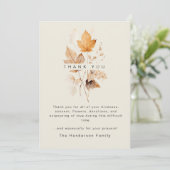 Warme herfst gebladerte begrafenis dank u bedankkaart (Staand voorkant)