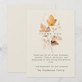 Warme herfst gebladerte begrafenis dank u bedankkaart (Voorkant / Achterkant)