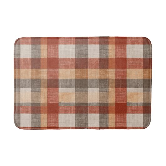 Warme herfst geruite stoftextuur in roest en beige badmat (Voorkant)