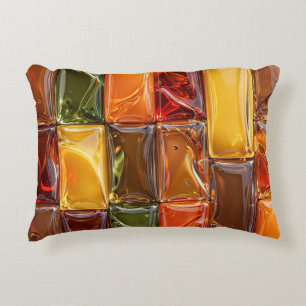 Warme Herfst Glas Tegels Mozaïek - Glanzend Amber Accent Kussen
