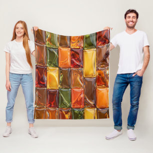 Warme Herfst Glas Tegels Mozaïek - Glanzend Amber Fleece Deken