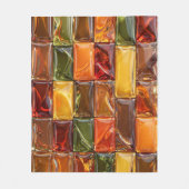 Warme Herfst Glas Tegels Mozaïek - Glanzend Amber Fleece Deken (Voorkant)