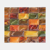 Warme Herfst Glas Tegels Mozaïek - Glanzend Amber Fleece Deken (Voorkant (Horizontaal))