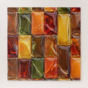 Warme Herfst Glas Tegels Mozaïek - Glanzend Amber Legpuzzel