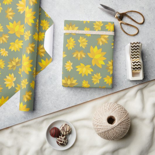 Warme herfst Golden Bloom Illustratie Naadloos Cadeaupapier (Crafts)