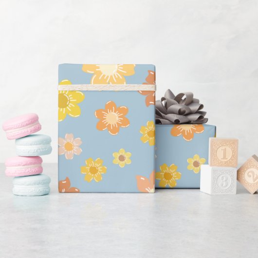 Warme Herfst Golden Flowers Naadloze Thanksgiving Cadeaupapier (Baby Shower)