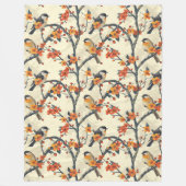 Warme Herfst gooien met vogels en seizoensbloemen Fleece Deken (Voorkant)
