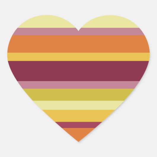 Warme Herfst Horizontale Strepen Hart Sticker (Voorkant)
