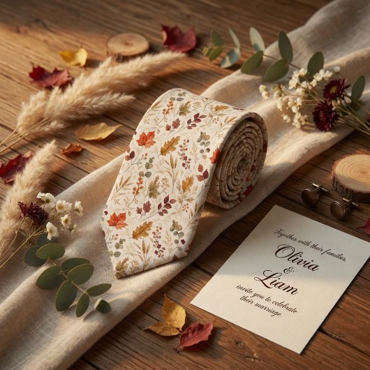 Warme Herfst Oogst Waterverfblad Stropdas