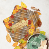 Warme Herfst Pompoenen & Foliage Plaid Thanksgivin Kartonnen Onderzetters