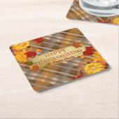 Warme Herfst Pompoenen & Foliage Plaid Thanksgivin Kartonnen Onderzetters (Schuin)