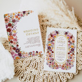 Warme Herfst Wildflower Garden Wedding Details Kaart