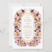 Warme Herfst Wildflower Garden Wedding Details Kaart (Voorkant)