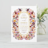 Warme Herfst Wildflower Garden Wedding Details Kaart (Staand voorkant)