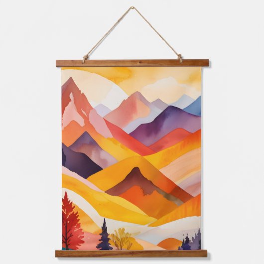 Warme herfstbergen hangend wandkleed (Voorkant)