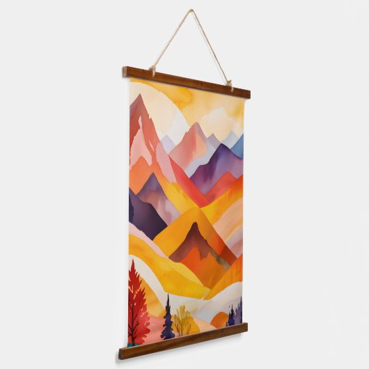 Warme herfstbergen hangend wandkleed (Gebogen)