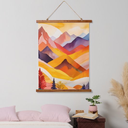 Warme herfstbergen hangend wandkleed (Slaapkamer)