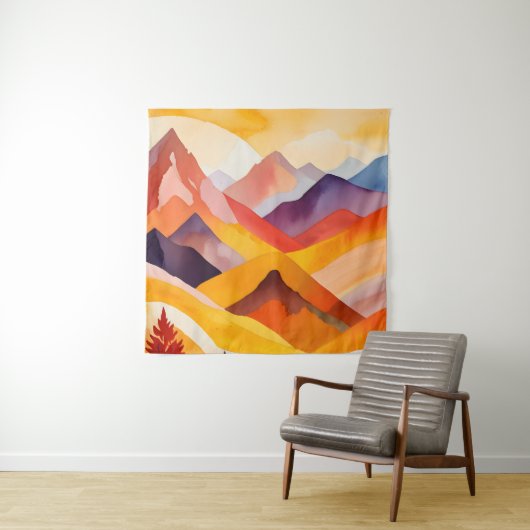 Warme herfstbergen wandkleed (In situ)