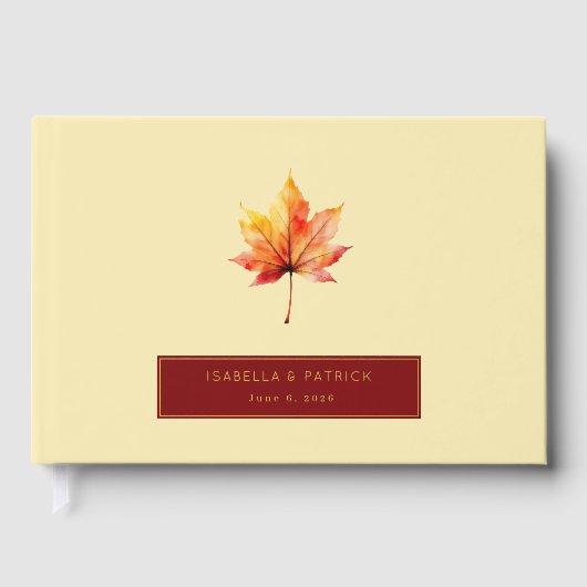 Warme Herfstblad Aquarel Gastenboek (Voorkant)