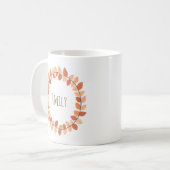 Warme Herfstblad Krans Naam Design Koffiemok (Voorkant links)