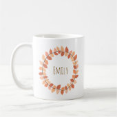 Warme Herfstblad Krans Naam Design Koffiemok (Links)