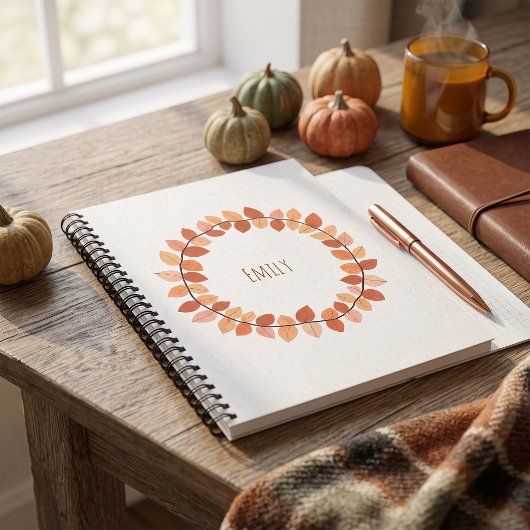 Warme Herfstblad Krans Naam Design Notitieboek