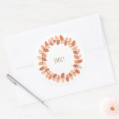 Warme Herfstblad Krans Naam Design Ronde Sticker (Envelop)