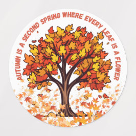 Warme herfstbladeren, magische seizoensgeschenken labels