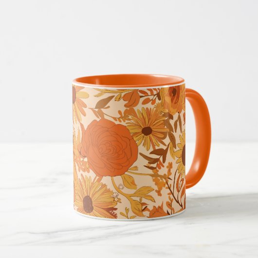 Warme herfstbloem met gele en Oranje bloesems Mok (Voorkant rechts)