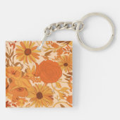 Warme herfstbloem met gele en Oranje bloesems Sleutelhanger (Achterkant)